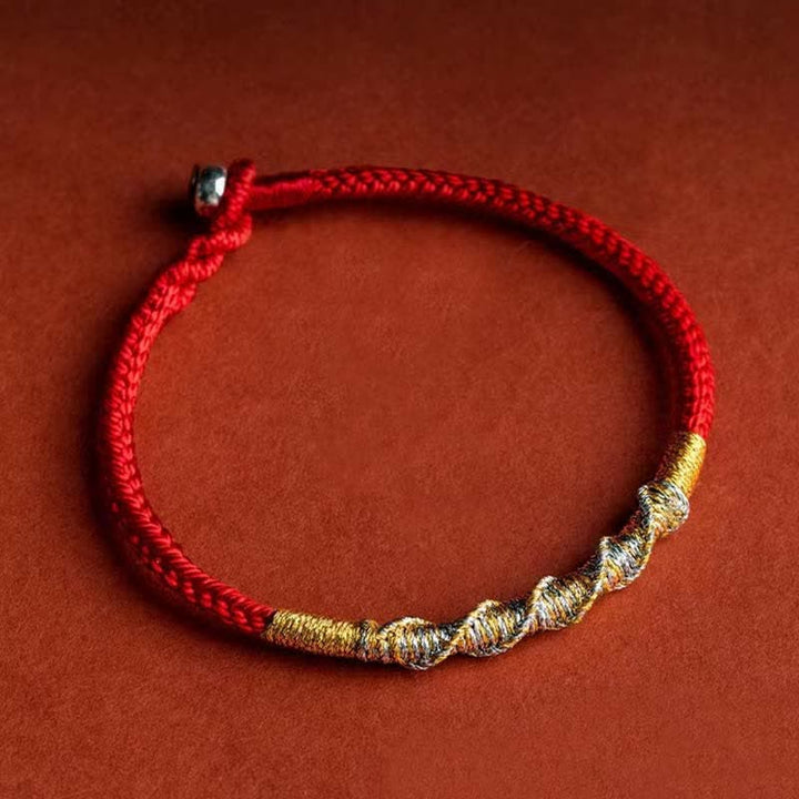 Buddha Stones 925 Sterling Silber Glück Stärke Rote Schnur Schutz Geflochtenes Armband - Gürtelschnalle aus 925er Silber - 20 cm - image 3