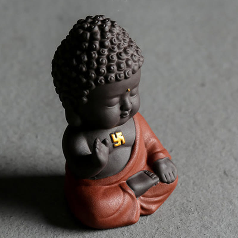 Buddha Stones, kleine Buddha-Gelassenheit, lila Ton, Heim-Schreibtisch-Dekoration