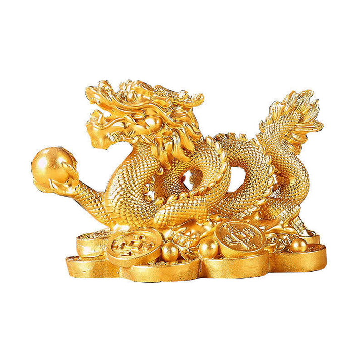 Buddha Stones, Feng Shui, Drache, Kupfermünze, Reichtum, Erfolg, Glück, Dekoration - Gold - 11 cm × 6 cm × 7 cm - image 0