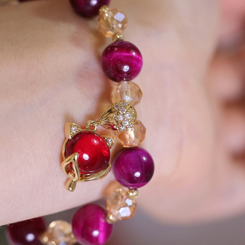 Buddha Stones Rotes Tigerauge PiXiu Fuchs Schutz Selbstvertrauen Armband - image 2