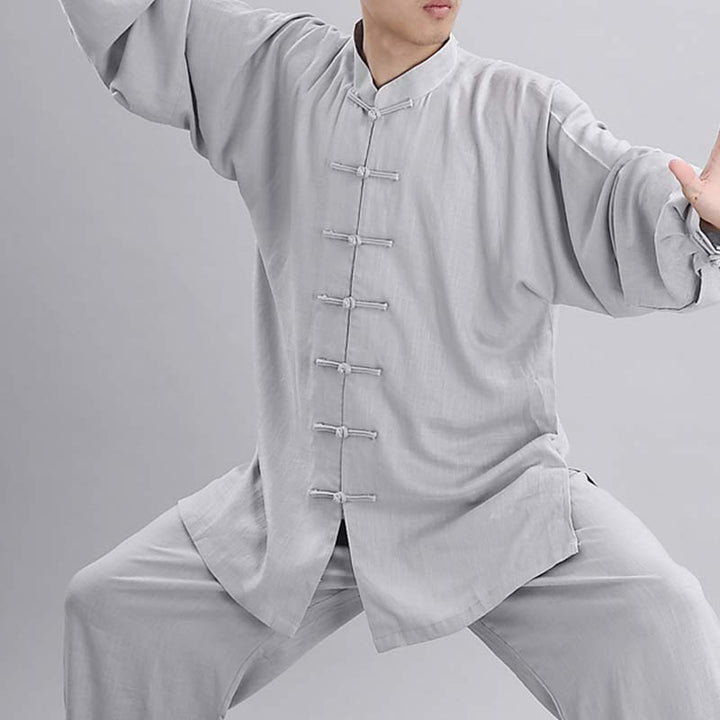 Buddha Stones, Meditation, Zen-Gebet, spirituelle Tai-Chi-Qigong-Praxis, Unisex-Stickerei-Kleidungsset - Hellgraues Langarmshirt - US12， UK/AU16，EU44 (2XL) - image 6