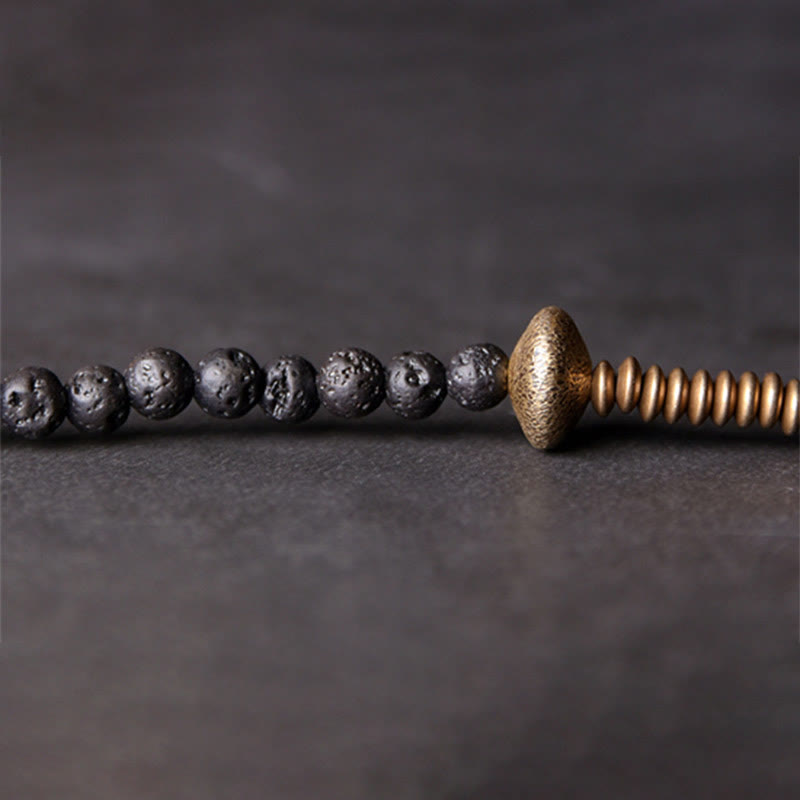 Buddha Stones ​​Vintage Lavastein Messing Kupfer Heilendes mehrlagiges Armband - image 5