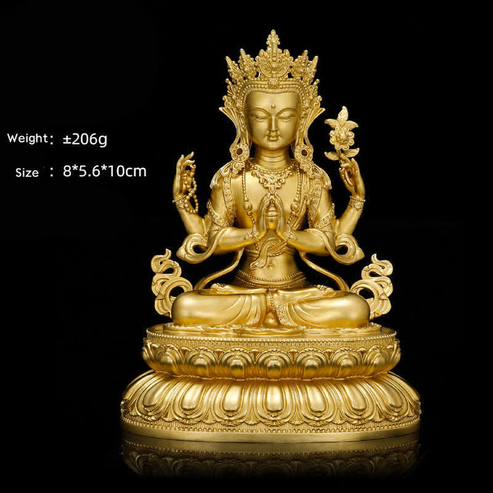 Shakyamuni Amitabha Medizin-Buddha-Figur, Gelassenheit, Kupferstatue, Heimdekoration - 10 cm Vierarmiger Avalokitesvara - image 12