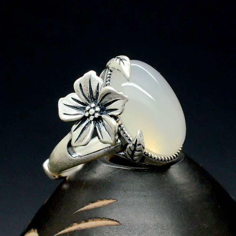 Ring für positive Harmonie aus 990er-Sterlingsilber mit natürlichem Chalcedon und Pflaume - image 1