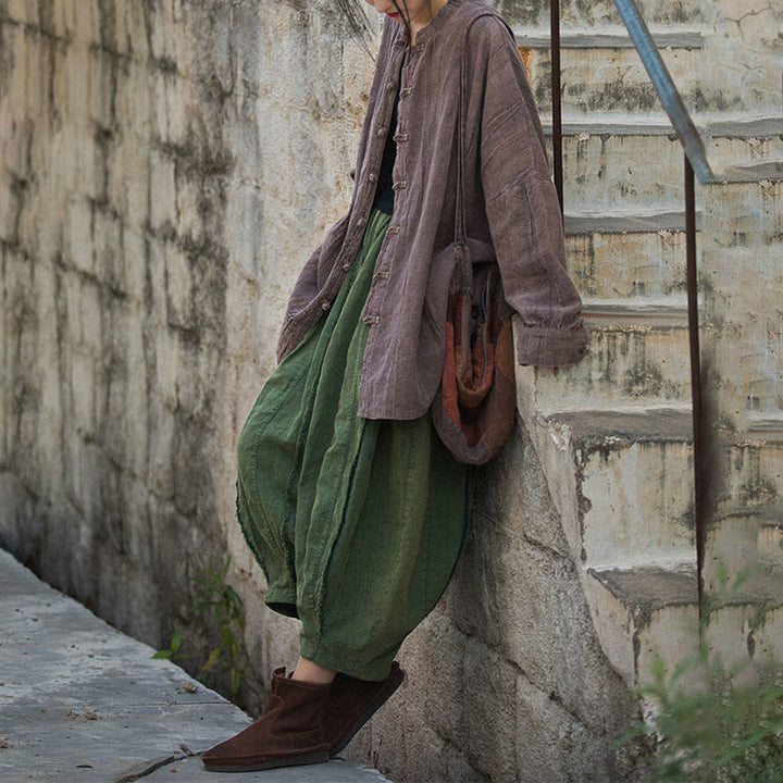 Buddha Stones Batik-Jacke mit Froschknöpfen, langärmelig, Zen-Meditation, offene Vorderseite