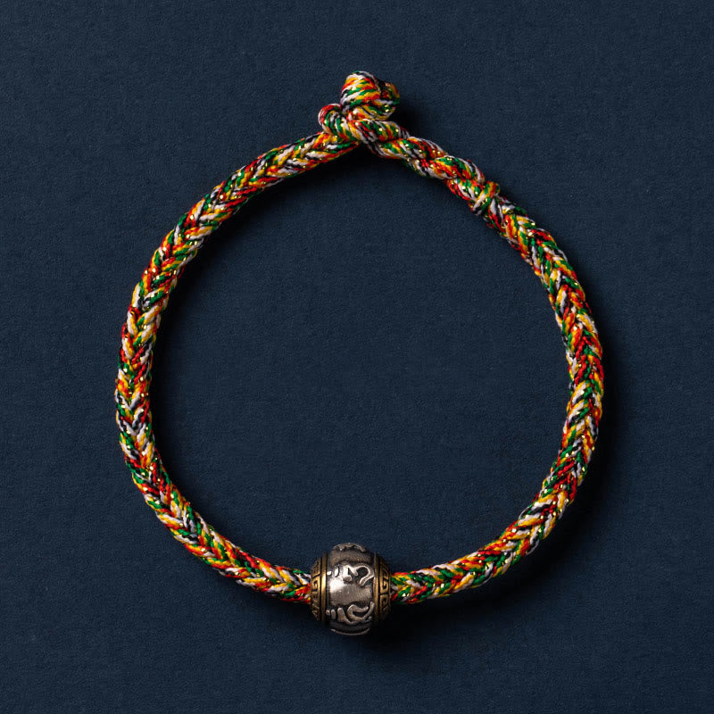 Buddha Stones 925 Sterling Silber Tibet handgefertigtes Om Mani Padme Hum Glücksschutz King Kong Knoten geflochtenes Armband
