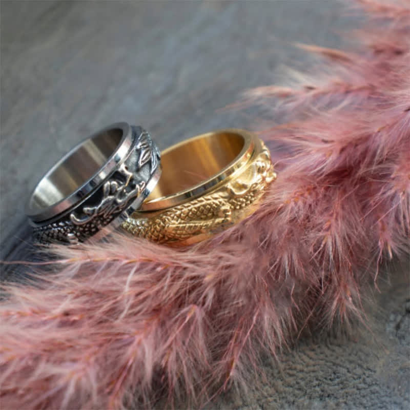 Buddha Stones Dragon Titanstahl-Stimulationsring, drehbar - image 11