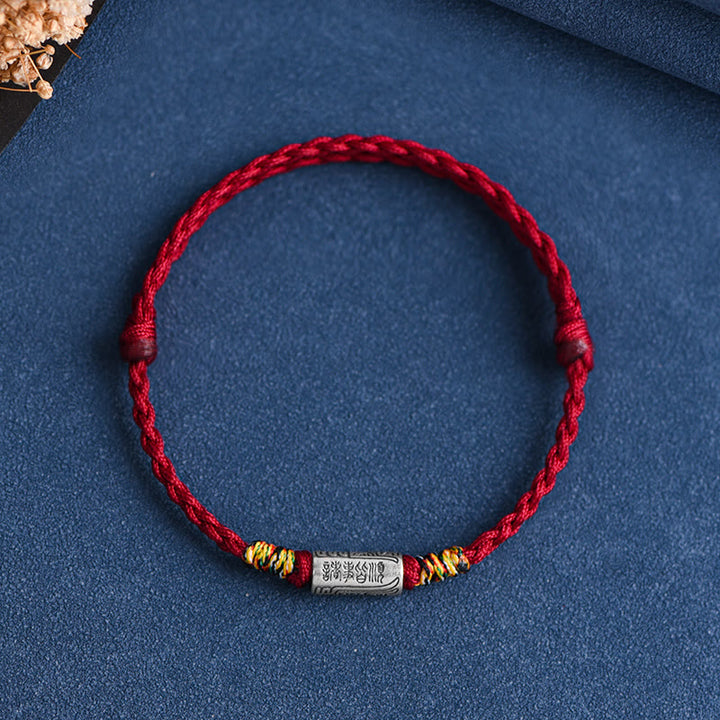 Buddha Stones Handgefertigtes Fußkettchen aus 925er-Sterlingsilber - Armband (Handgelenkumfang 13-18 cm) - Dunkelrotes Seil - image 13