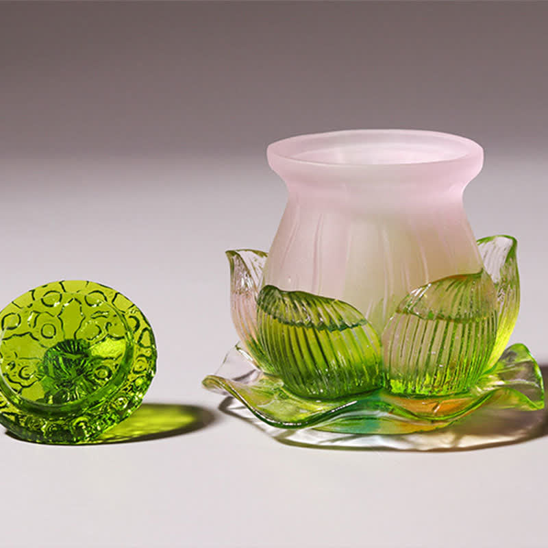 Feng Shui Lotus, handgefertigtes Liuli-Kristall-Kunststück, Heimbüro-Dekoration - image 4