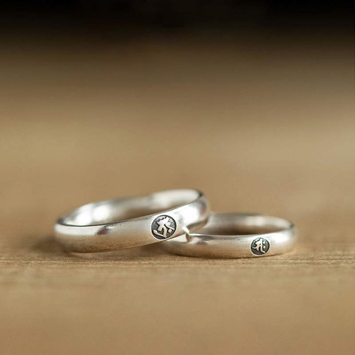 Buddha Stones 925 Sterling Silber Chinesischer Sternzeichen Natal Buddha Segen Paar Ring - image 12