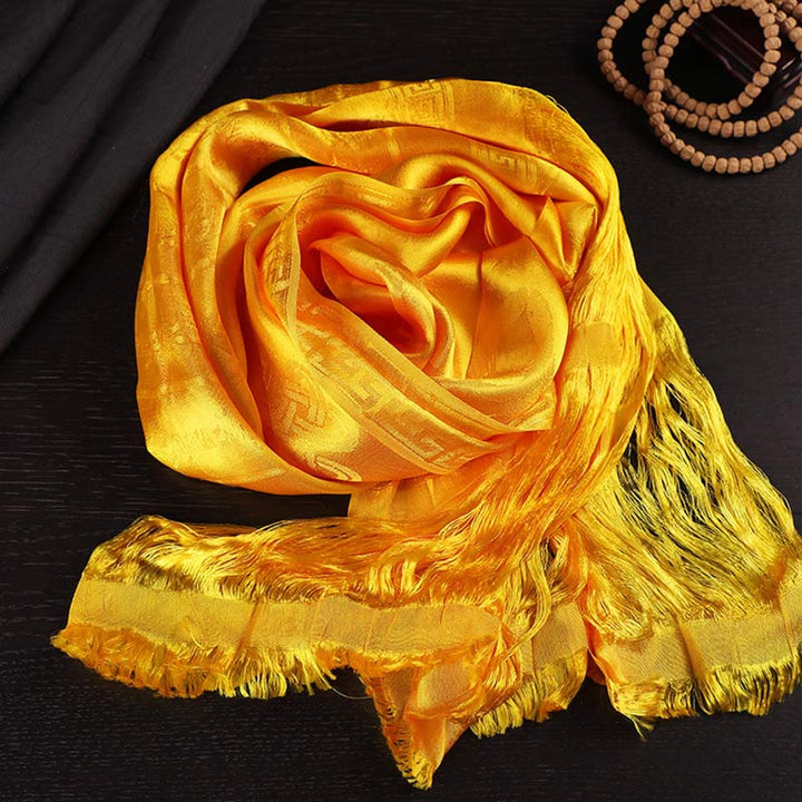 Buddha Stones, tibetischer Segen, verheißungsvoll, 5 Farben, Jacquard-Khata-Dekoration - Gelb - image 9