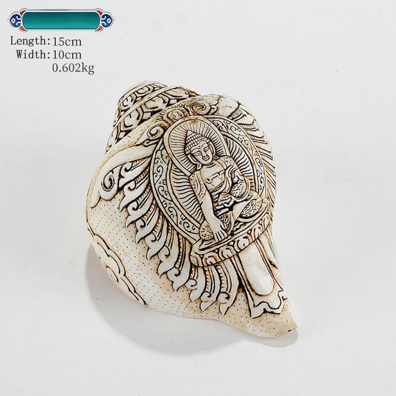 Tibetische handgemachte gravierte Shankha Buddha Avalokitesvara Conch Shell Reichtum Dekoration - Sakyamuni 15*10cm - image 7