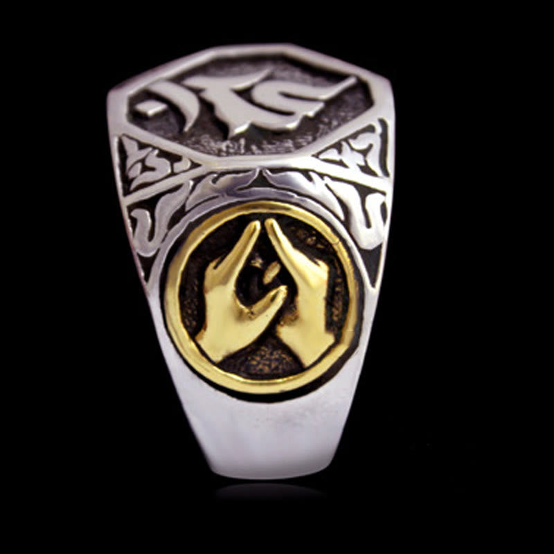 Verstellbarer Ring aus 925er-Sterlingsilber mit Buddha Stonesn, Sanskrit-Design, geschnitzter Schutz - image 10
