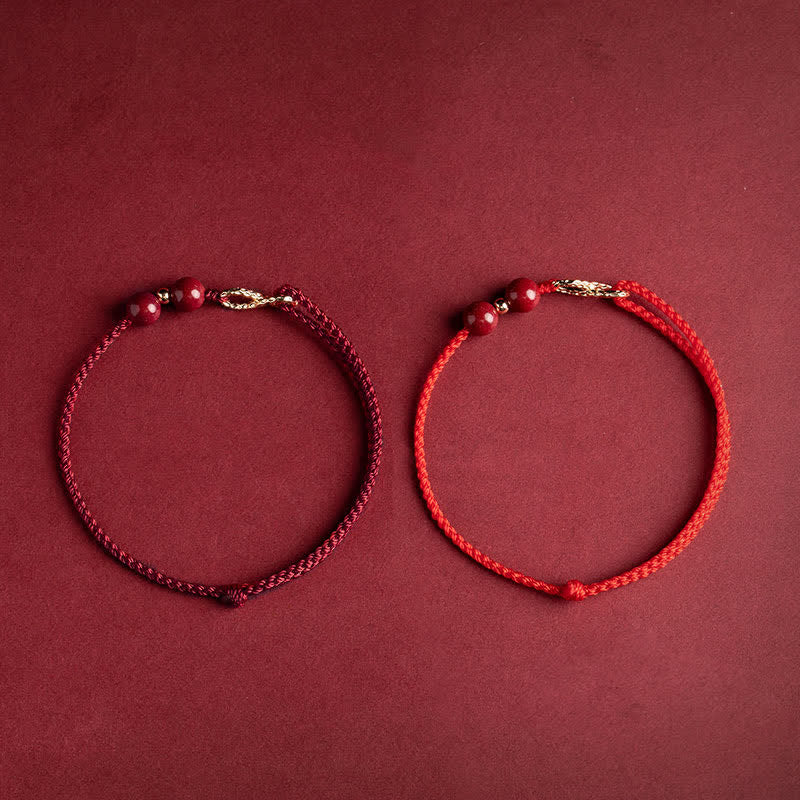 Buddha Stones Zinnober Segen Rote Schnur Goldenes Unendlichkeitssymbol Armband Fußkettchen - image 3