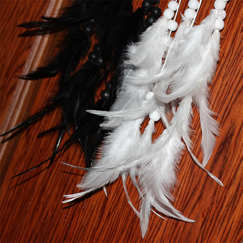 Yin Yang Traumfänger, rundes Netz mit Federn, Balance-Dekoration - image 12