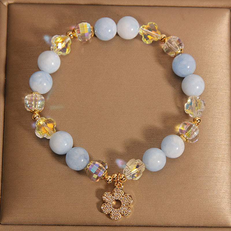 Buddha Stones Armband mit natürlichem Aquamarin und Heilkristall