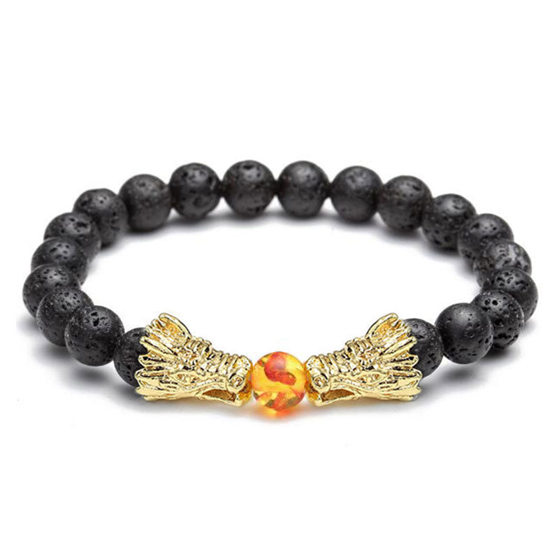 Buddha Stones Weiß Türkis Lava Rock Dragon Blessing Perlenarmband - image 16