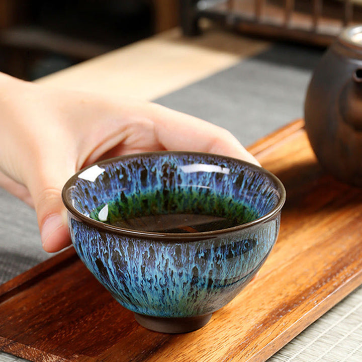 Mehrfarbige Teetasse aus Keramik mit Buddha Stonesn, Meereswellen-Teetassen