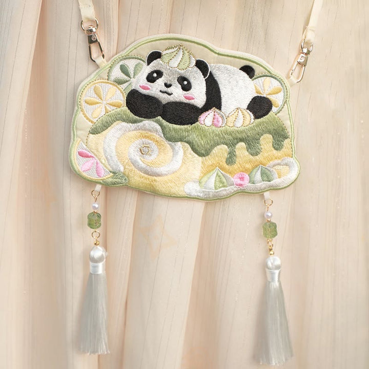 Buddha Stones, Stickerei, glücklicher Panda, Katze, Shiba Inu, Hirsch, Kaninchen, Fuchs, Blume, niedliches Tier, Hanfu-Tasche, Umhängetasche, Umhängetasche