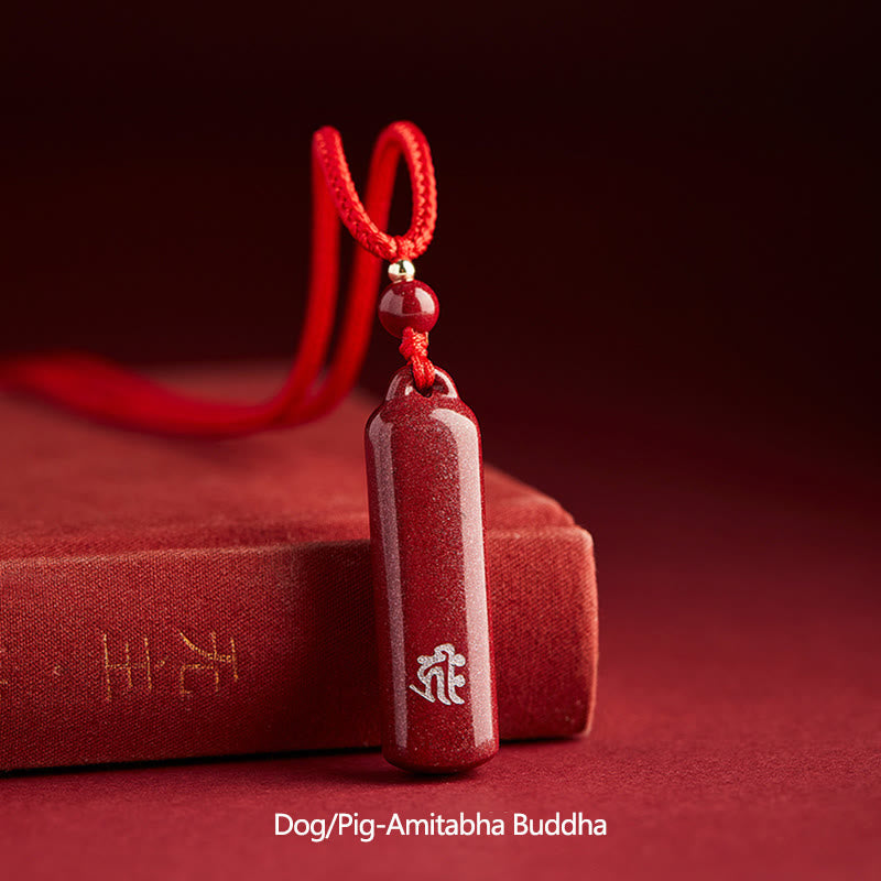 Chinesischer Sternzeichen-Natal-Buddha-Zinnober-Amulett-Schutzschnur-Halskettenanhänger - Rot - Hund/Schwein-Amitabha Buddha - image 28