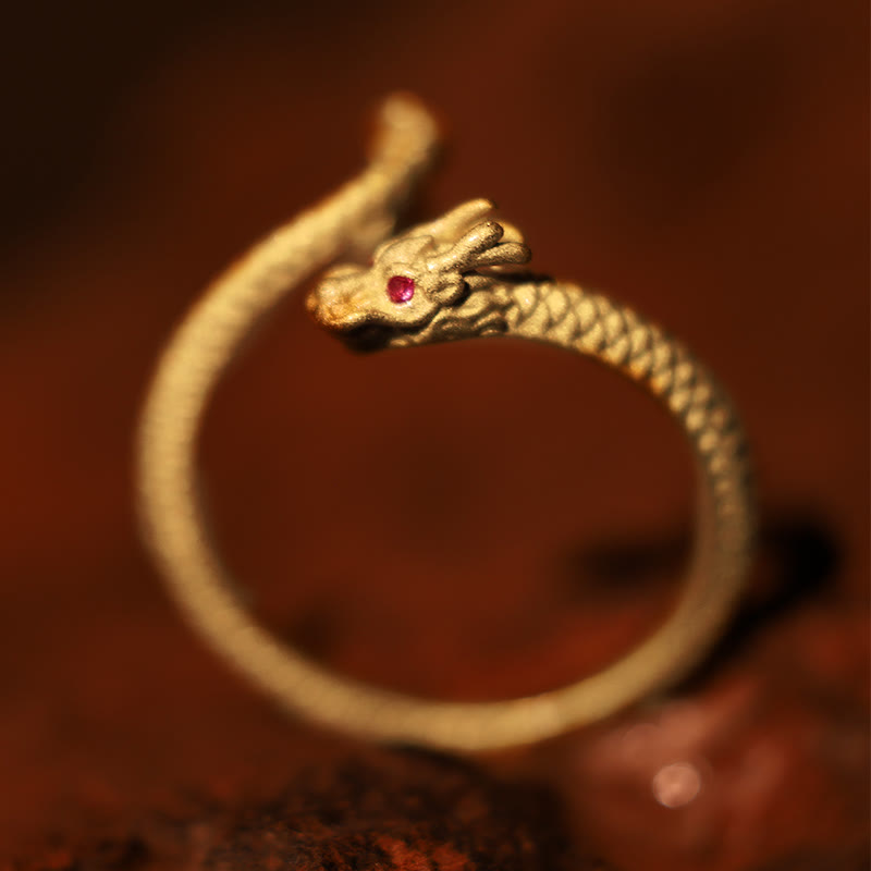 Buddha Stones 925 Sterling Silber Vintage Jahr des Drachen Glück Schutz Stärke verstellbarer Ring - image 3