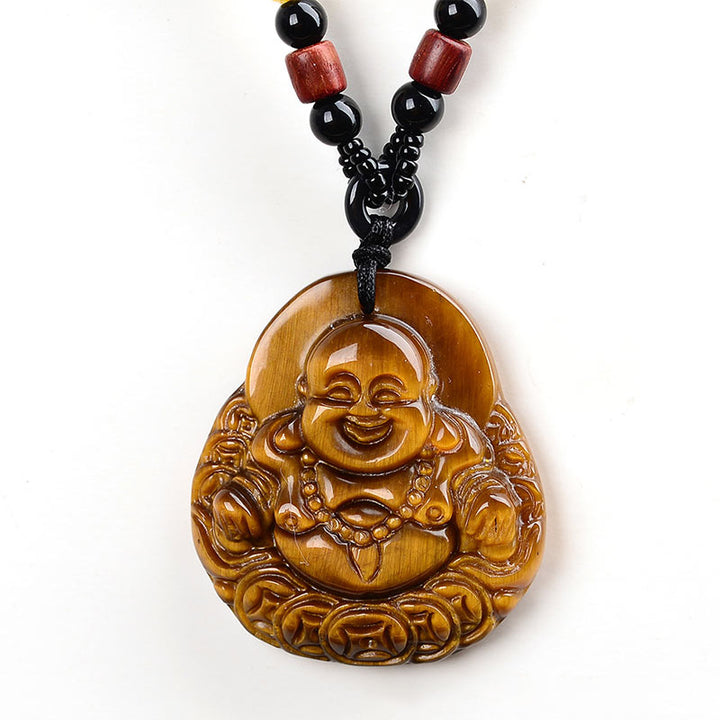 Buddha Stones Halskette mit Tigerauge, lachender Buddha, Segen - image 5