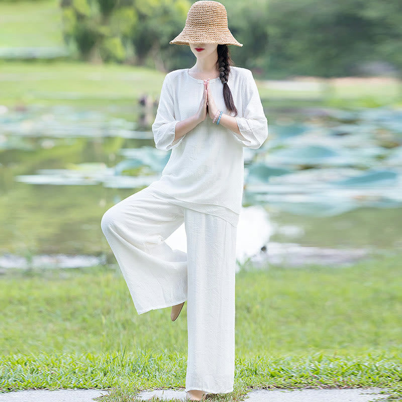 Tai Chi Meditationsgebet Zen Spirituelle Morgenpraxis Kleidung Damen Set - image 1