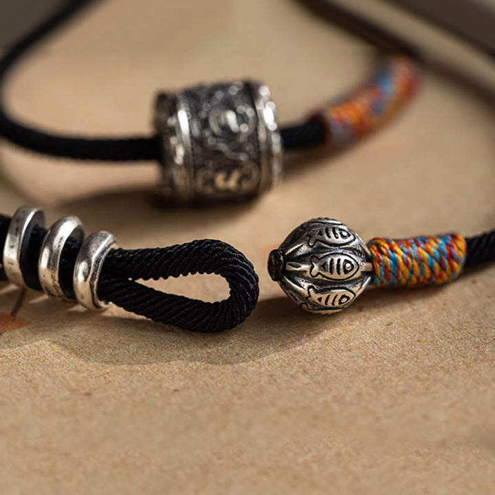 Buddha Stones, tibetisches Om Mani Padme Hum, geschnitztes Amulett, doppelt gewickeltes Armband