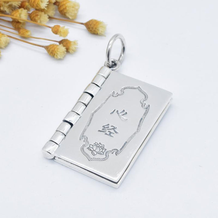 990 Sterling Silber Herz Sutra Großes Mitgefühl Shurangama Mantra Lotus Vajra Frieden Halskette Anhänger - Herz-Sutra - image 5