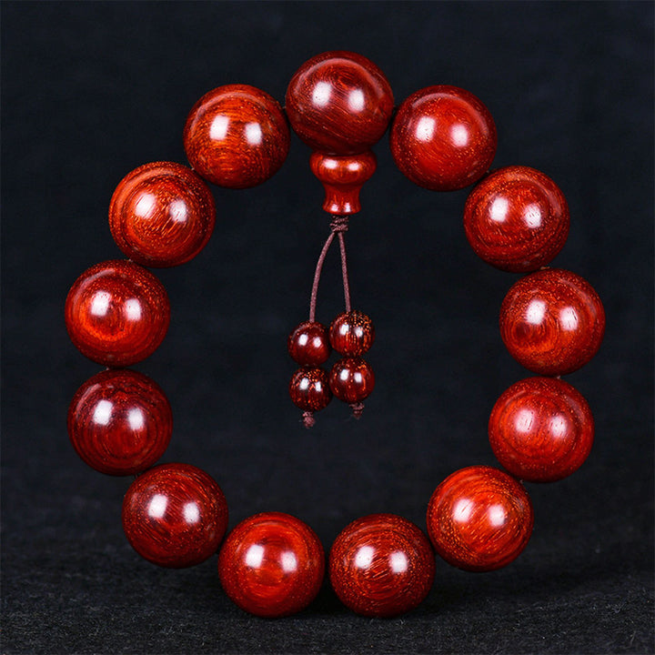 Buddha Stones Tibetisches kleines Blatt-Balance-Armband aus rotem Sandelholz