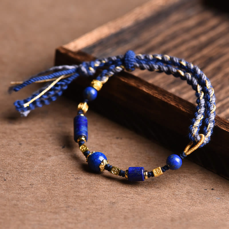 Buddha Stones, handgefertigtes Armband aus natürlichen Lapislazuli-Perlen, positive Seilform - image 0