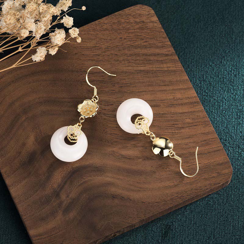 FengShui Weiß Jade-Segen-Tropfenohrringe