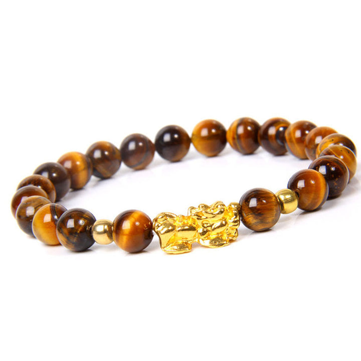 Buddha Stones FengShui Lucky Pixiu Obsidian Reichtumsarmband - Tigerauge (Handgelenkumfang: 15-16 cm) - image 3