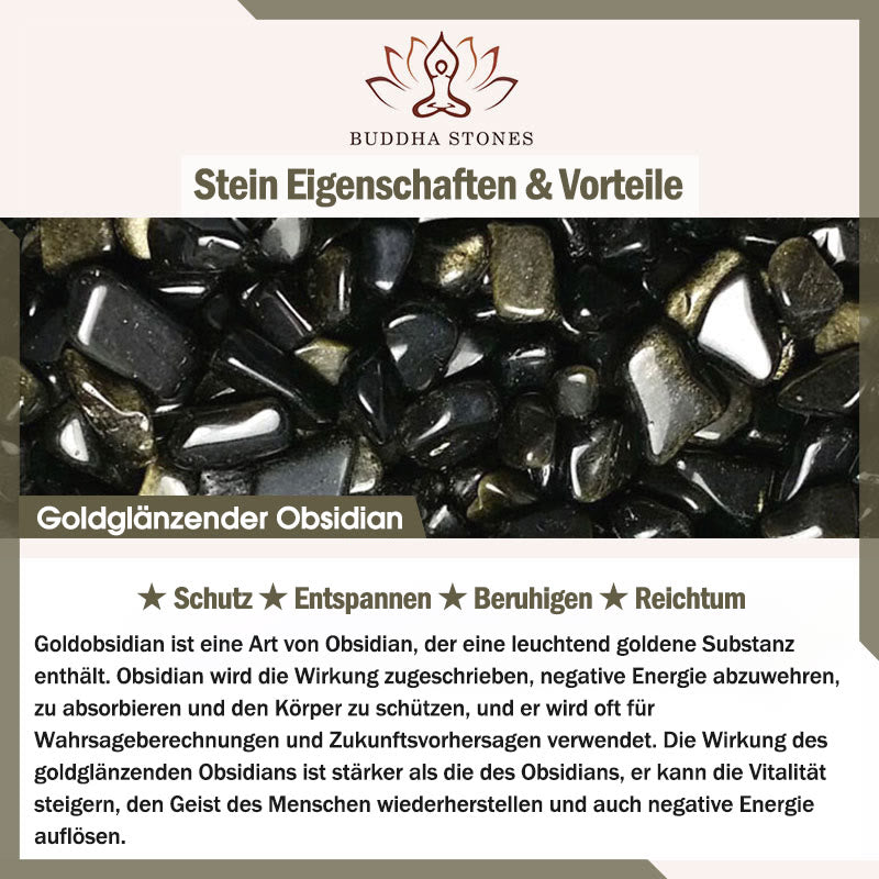 Buddha Stones Tibetische Obsidian-Schutzhalskette