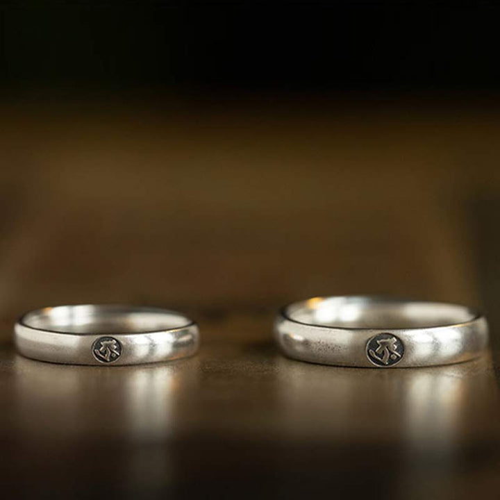 Buddha Stones 925 Sterling Silber Chinesischer Sternzeichen Natal Buddha Segen Paar Ring - image 13