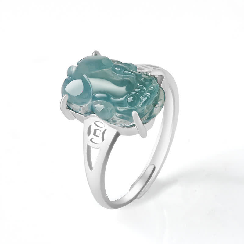Buddha Stones 925 Sterling Silber Fengshui Reichtum Wohlstand Jade PiXiu Glücksring - Frauen - image 3