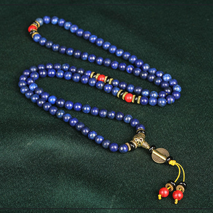 Buddha Stones ​​Tibetische Mala Lapislazuli Lazurit Positives Armband - image 1