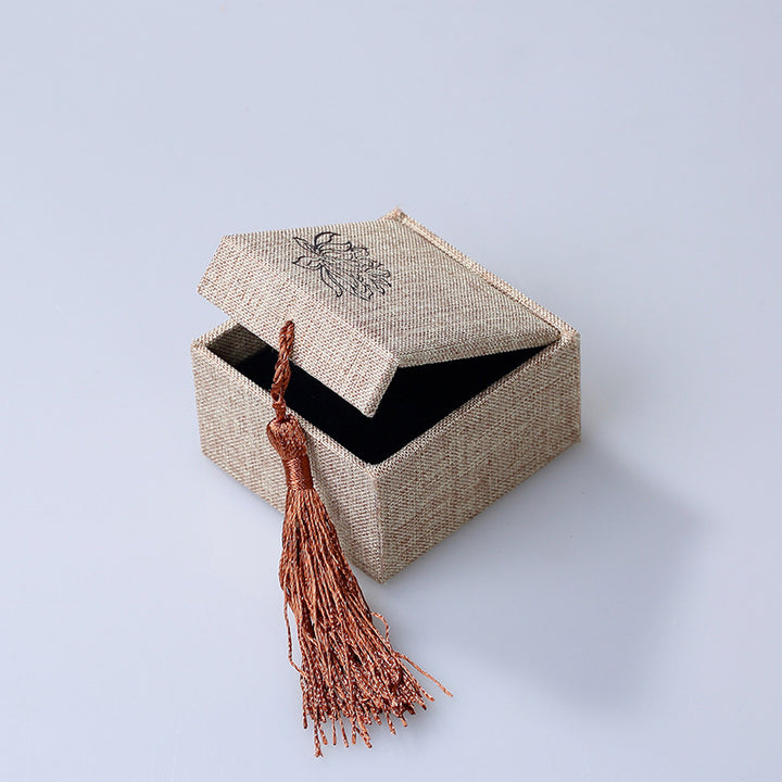 Buddha Stones, Lotus-Muster, Schmuck-Aufbewahrungsbox, Geschenkbox, Quasten - Ringbox (60*68*38mm) - image 1