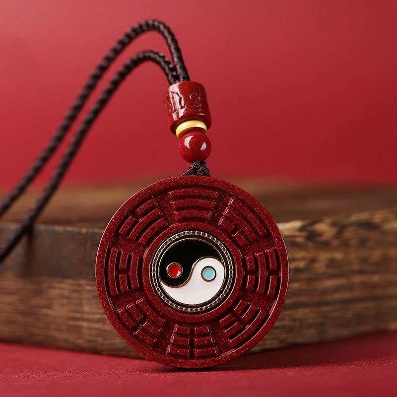 Buddha Stones, natürlicher Zinnober-Bagua-Anhänger, drehbar, Yin-Yang-Anhänger, hält böse Geister fern - Zinnober (Ruhe ♥ Konzentration) - image 1