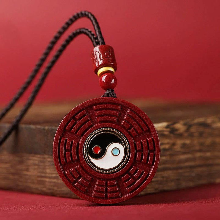 Buddha Stones, natürlicher Zinnober-Bagua-Anhänger, drehbar, Yin-Yang-Anhänger, hält böse Geister fern - Zinnober (Ruhe ♥ Konzentration) - image 1