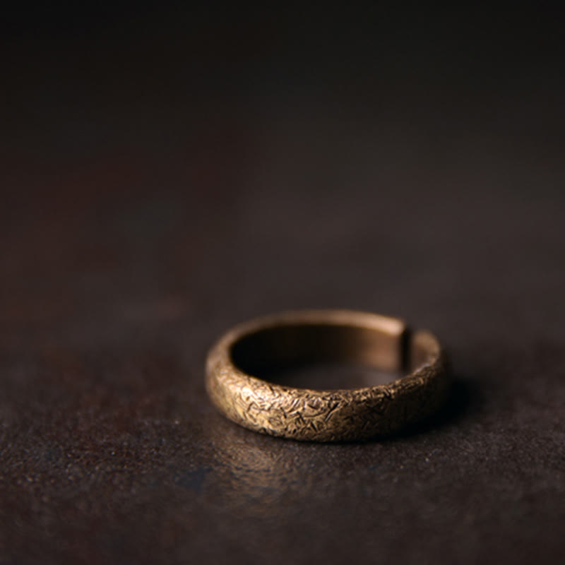 Buddha Stones Tibetischer Vintage-Kupfer-Glücksring mit Texturdesign für Paare - image 7