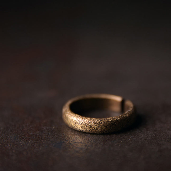 Buddha Stones Tibetischer Vintage-Kupfer-Glücksring mit Texturdesign für Paare - image 7