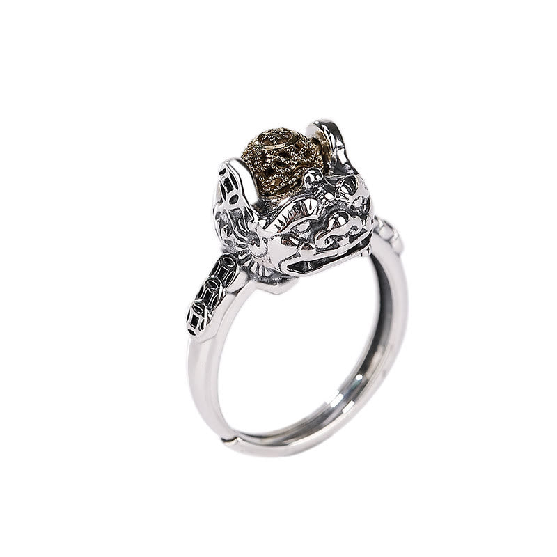 Buddha Stones 925 Sterling Silber PiXiu Kupfer Münze Reichtum verstellbarer Ring - image 6