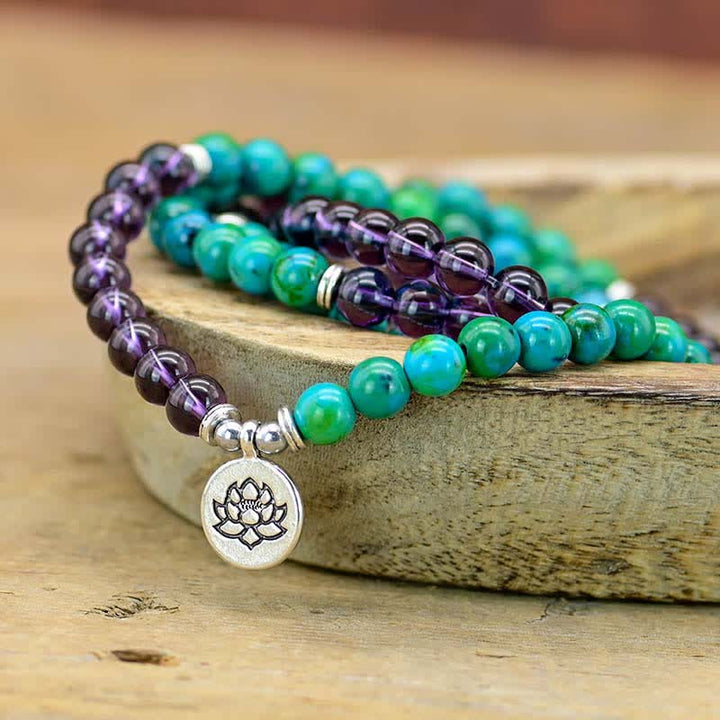 Amethystgrünes Aventurin spirituelles Lotus-Charm-Armband - image 1