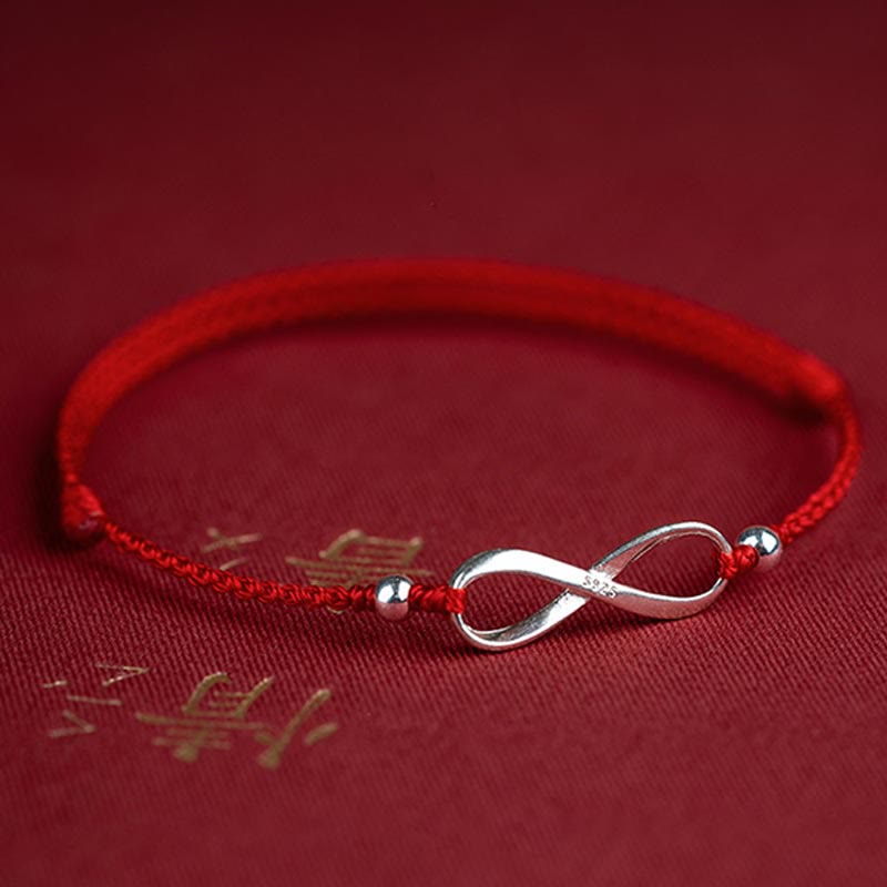 Buddha Stones 925 Sterling Silber Endless Knot Protection Luck Red String Armband Fußkettchen - image 8