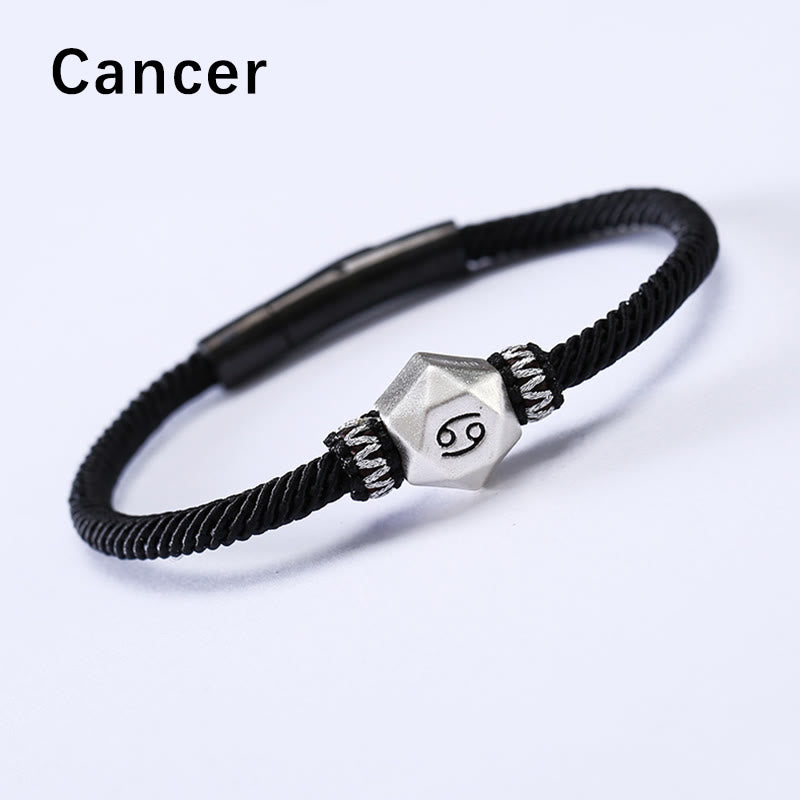 Buddha Stones 999 Sterling Silber 12 Sternbilder des Tierkreises Schutz Handgefertigtes Schnurarmband - Krebs - 19 CM - image 5