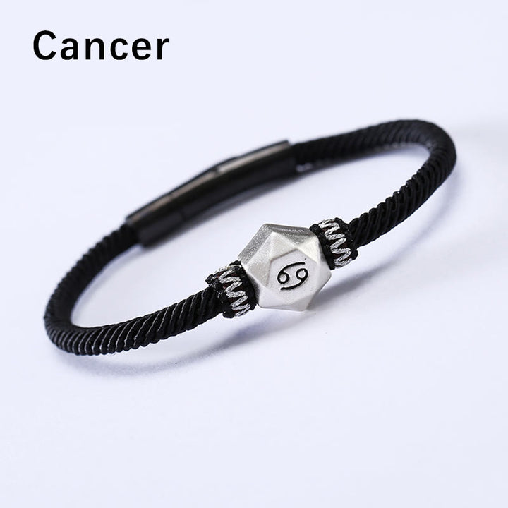 Buddha Stones 999 Sterling Silber 12 Sternbilder des Tierkreises Schutz Handgefertigtes Schnurarmband - Krebs - 19 CM - image 5