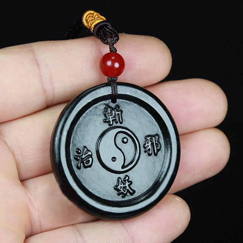 Buddha Stones, natürlicher Hetian-Cyan-Jade-Yin-Yang-Halskettenanhänger, Glücksharmonie - image 4
