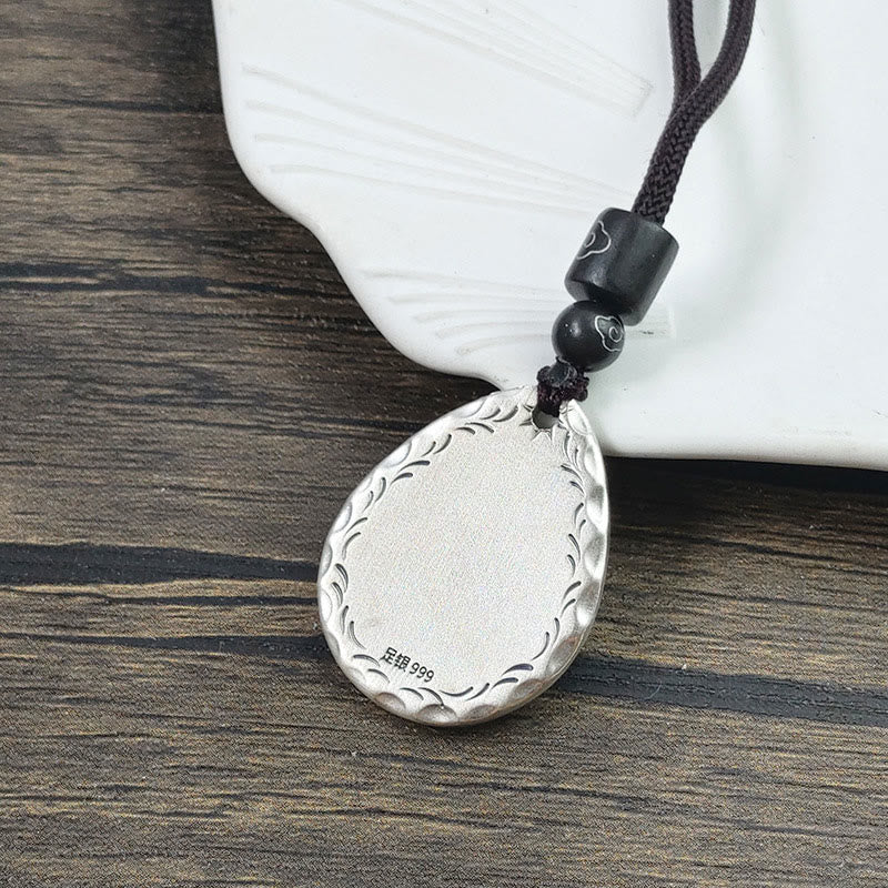 Buddha Stones Vintage 999 Sterling Silber Yin Yang Bagua Wassertropfen Design Balance Harmonie Halskette Anhänger - image 3