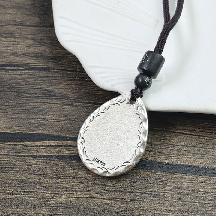 Buddha Stones Vintage 999 Sterling Silber Yin Yang Bagua Wassertropfen Design Balance Harmonie Halskette Anhänger - image 3
